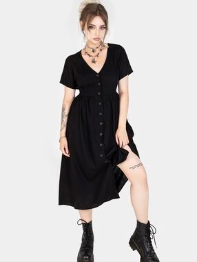 Disturbia Rowan Linen Button Up Midi Dress
